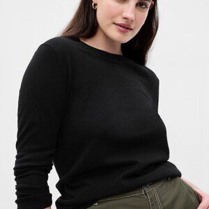 GAP Black Split Side Hem Crewneck Merino Wool Tunic Sweater Size XS RT$70